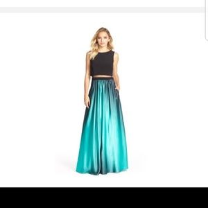 Betsy and Adam faux illusion ombre gown